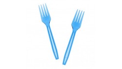 10 Forchette in plastica azzurra riutilizzabili