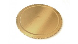 Vassoio tondo ALA Ø38cm - oro/nero in cartone, piatto sottotorta rigido circolare 