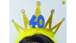 Cerchietto Frontino 40 Anni Corona Coroncina Oro Happy Birthday BUON COMPLEANNO