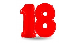 Pallone compleanno numero 18 anni Rosso Lucido 101cm palloncini gonfiabile ELIO