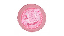 Palloncino foil mylar Il mio BATTESIMO con Orsetto Rosa bimba Bambina - 45cm