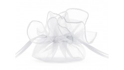 10 Sacchetti pouches BIANCO - tulle in organza per confetti confettate - 25cm