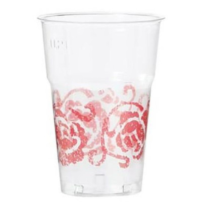 10 Bicchieri in Plastica trasparenti - Rose Rosse rosso - addobbo decoro tavola