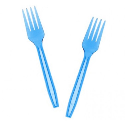 10 Forchette in plastica azzurra riutilizzabili