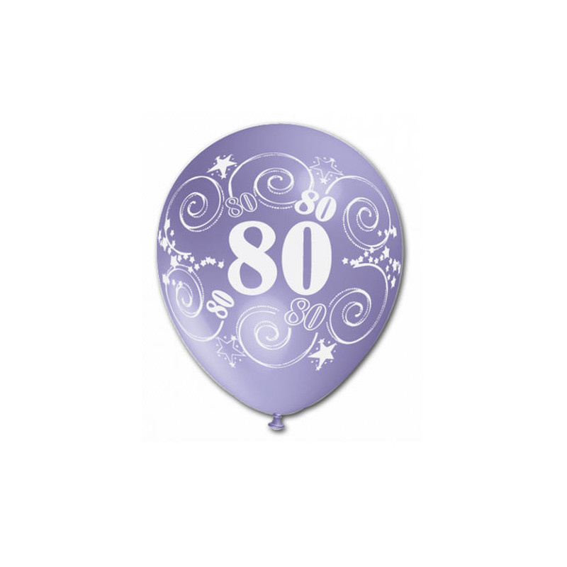 10 Pallone PALLONCINI in LATTICE stampa numero 80 colori assortiti - per decorazione addobbo feste, party, compleanno, 8