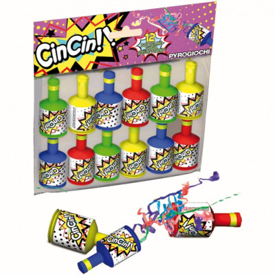 12 Bottigliette sparacoriandoli per bambini - CIN CIN - lancia coriandoli
