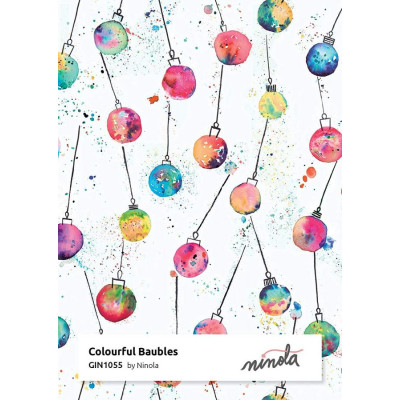 2 Fogli Carta da REGALO NATALIZZIA Instawrap Colorful Baubles - 50x70cm