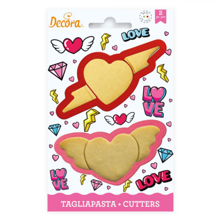 2 Tagliapasta LOVE a forma di CUORE per SAN VALENTINO - taglia biscotti Dolci