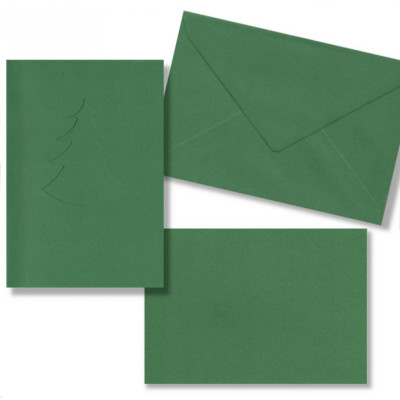 5 Biglietto d'auguri Verde con Albero di NATALE ideale per Bricolage capodanno