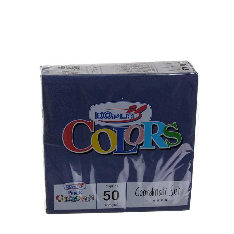 50 TOVAGLIOLI Blu in carta monouso - Tovagliolo di pura cellulosa 2 veli