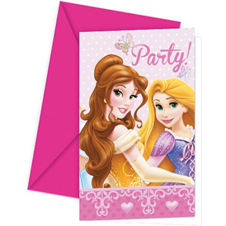 6 Inviti PRINCIPESSE Disney con busta - per festa party di compleanno - festa per bambini