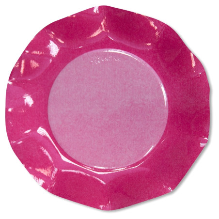 8 PIATTI Ø21cm in carta - Bicolor Rosa Fuxia - addobbo decoro tavola