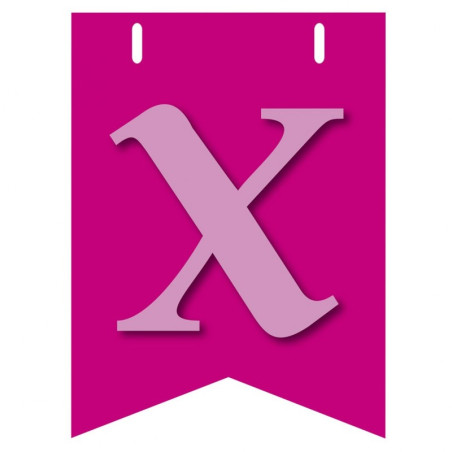 Bandiera LETTERA X in carta ROSA - per la composizione di Festone personalizzato o composizione di NOME