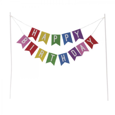 Cake Topper in carta HAPPY BIRTHDAY - Bandierine decorazione torte dolci - 19cm