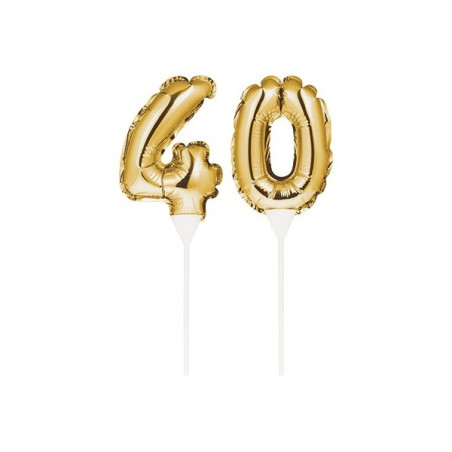 Cake Topper numero 40 ORO - Pallone PALLONCINO per decorare la torta ecc. per i 40 anni