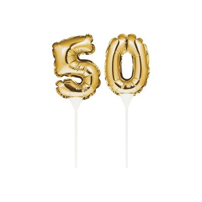 Cake Topper numero 50 ORO - Pallone PALLONCINO per decorare la torta ecc. per i 50 anni