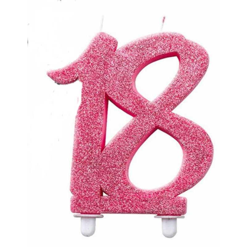Candela MAXI 18 anni ROSA GLITTER - candela numero numerale per torte