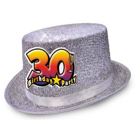 Cappello CILINDRO glitter - Buon Compleanno 30 Anni - idea scherzo gadget
