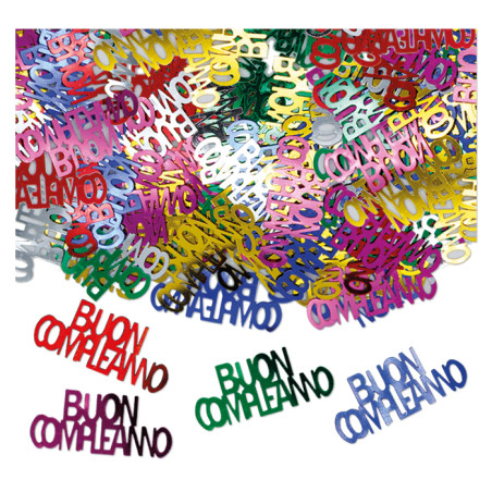 Confetti Buon Compleanno - Multicolor - Coriandoli in plastica da tavola - 15gr