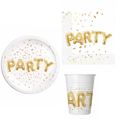 Coordinato tavola GOLD PARTY compleanno - piatti, bicchieri, tovaglioli