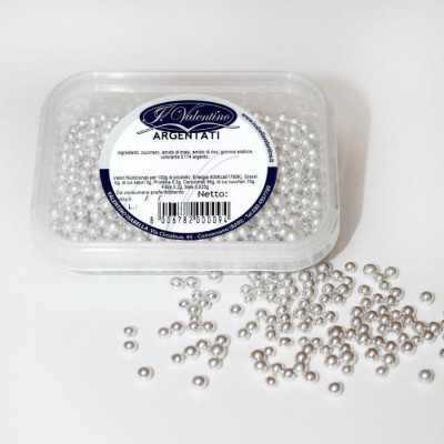 Decorazioni di zucchero per dolci Sfere perle perline ARGENTATI argento 40gr