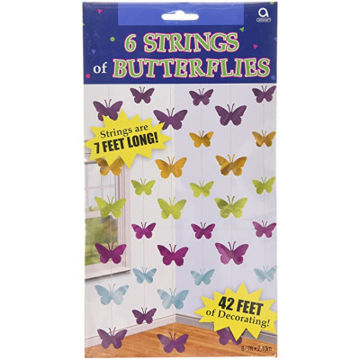 Festone pendenti con Farfalle colorate - 6 fili da 2mt - compleanno