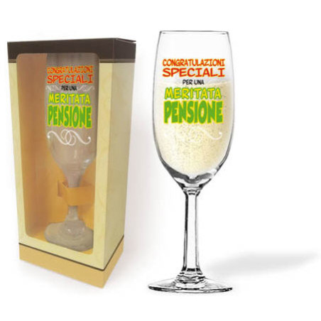 Flute - Bicchiere da vino PENSIONATO - idea scherzo gaget PENSIONE
