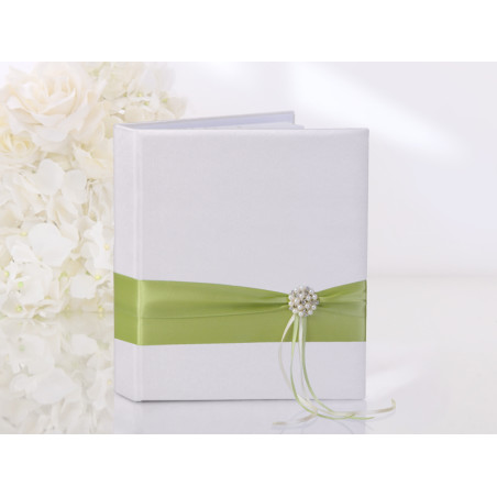 Guestbook SPOSI con fascia di raso verde - ideale per matrimonio, promessa ecc.