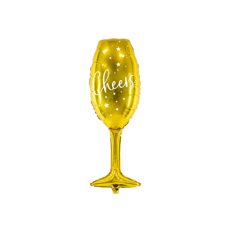 PALLONCINO Bicchiere Spumante CAPODANNO Happy New Year - per aria o elio 28x80cm
