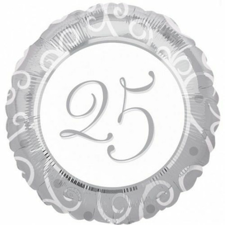 Palloncino foil Mylar 25° anniversario - gonfiabile ad aria o ad elio