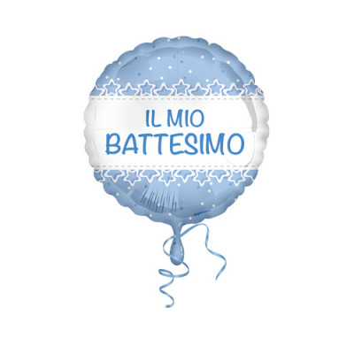 Palloncino foil mylar Il mio BATTESIMO stelle celeste personalizzabile - 42 cm