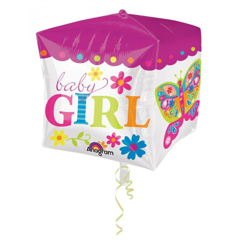 Palloncino Nascita Baby GIRL - Pallone Cubez 38cm - gonfiabile ad elio