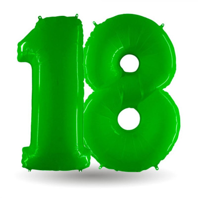 Pallone compleanno numero 18 anni Verde Fluo 101cm palloncini gonfiabile ad ELIO