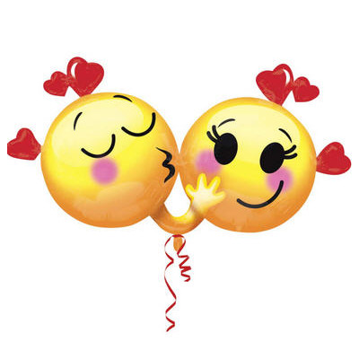 Pallone in foil MYLAR emocicons in love - addobbo decorazione feste, party, compleanno, san valentino, amore, feste bamb