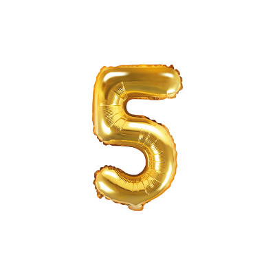Pallone numero 5 Cinque ORO in MYLAR foil - PALLONCINO numerale 35cm per feste
