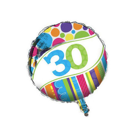 Pallone PALLONCINO in foil MYLAR 30  - gonfiabile ad elio o ad aria - per la festa del TRENTESIMO compleanno