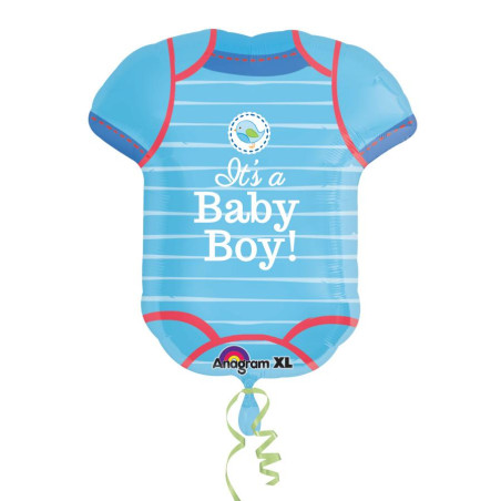 Pallone PALLONCINO in foil MYLAR Vestitino-Shower Nascita It's a Baby Boy 55X60cm