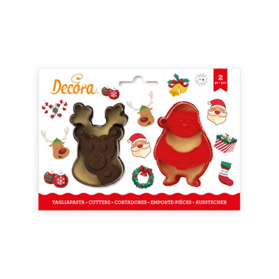 Set 2 TAGLIAPASTA NATALE natalizi - Babbo e Renna per creare fantastici biscotti