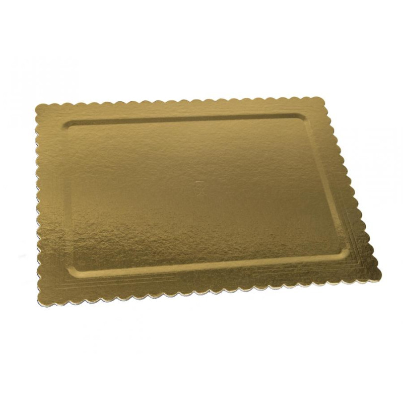 Vassoio rettangolare ALA 40x30cm oro/nero in cartone, piatto sottotorta rigido 