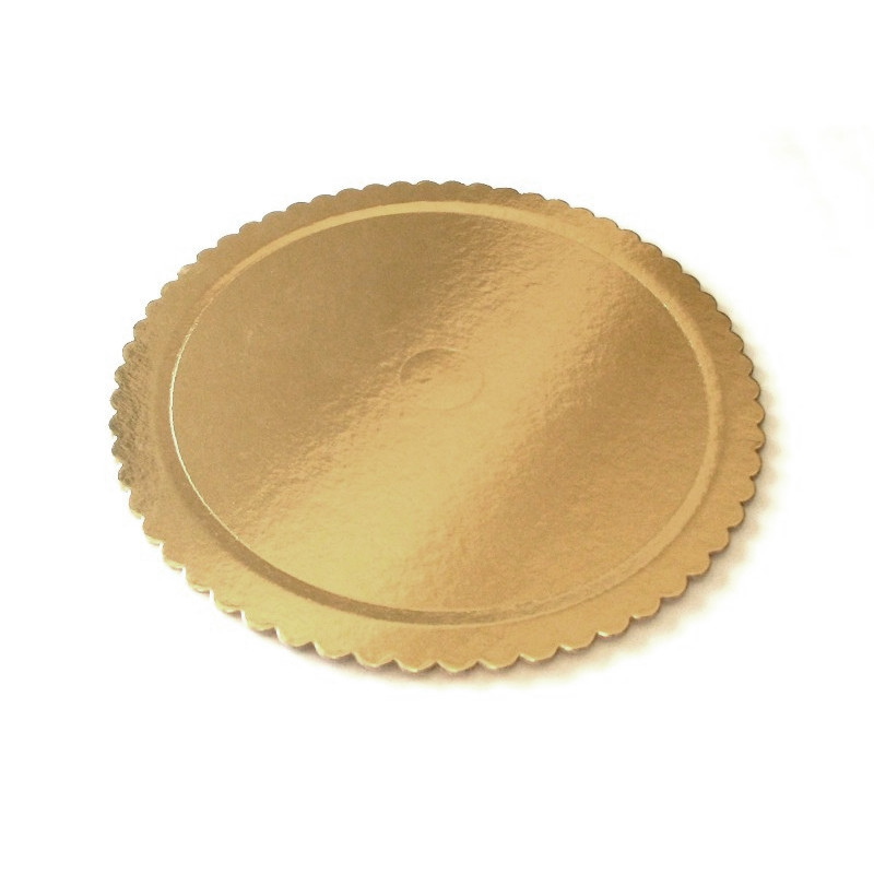 Vassoio tondo ALA Ø38cm - oro/nero in cartone, piatto sottotorta rigido circolare 