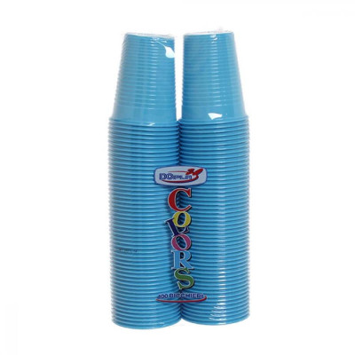 Confezione da 100 Bicchieri Celeste in plastica monouso - 200ml