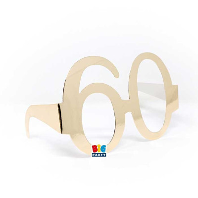 6 Occhiali occhialini in Carta per i 60 ANNI Oro Lucido - gadget di compleanno