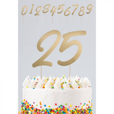 Cake Toppers numeri Oro Lucido assortiti dallo 0 a 9 - Set 20 pezzi - 15cm